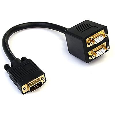 StarTech.com Cable de 0,3m Splitter Divisor VGA a VGA - Cable Multiplicador de Vídeo Macho a Hembra para Dos Monitores (VGASPL1VV)