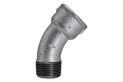 Arc 40, 45°, IG/AG, Rp/R 3/8, température de fonctionnement -20 °C à 300 °C, fonte noire, galvanisée à chaud, DIN EN 10242.