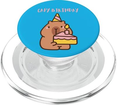 Capy Birthday Cute Capybara with Cake Funny Animal Party PopSockets PopGrip for MagSafe
