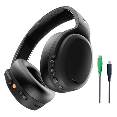 Skullcandy Crusher ANC 2 Cuffie Wireless Over-Ear con Cancellazione del Rumore, Sensory Bass, Skull-iQ, Microfono, 50 Ore di Autonomia, Compatibili con Alexa, Connessione Bluetooth - Nero