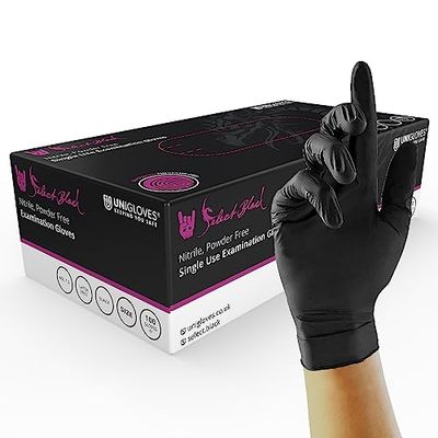 Unigloves utvalda utökade manschetter latex undersökning handskar, Extra Large, Black Nitrile, 100