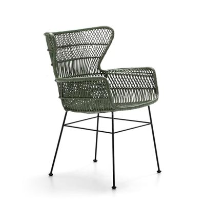 SILLA 60X65X89 METAL/MIMBRE GROEN