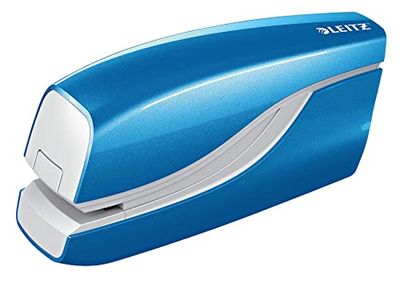 Leitz Cucitrice Elettrica, Capacità fino a 10 Fogli, Alimentazione a Batteria, Gamma WOW, 55661036, Blu Metallizzato