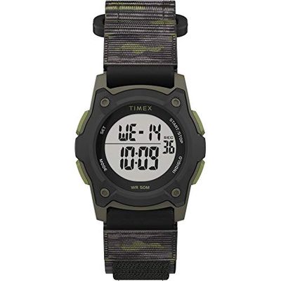 Timex Jongens Time Machines Digitaal Horloge Zwart/Groen Camouflage Fast Wrap Band TW7C77500