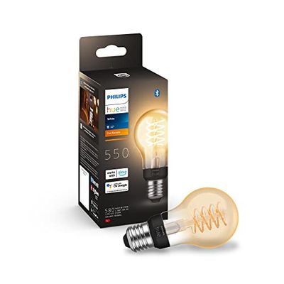 Philips Hue White Filament, Lampadina LED Smart a Filamento, Attacco E27, Luce Bianca Calda, Dimmerabile