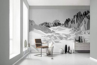 Komar - fotobehang ICEFIELDS - 368 x 254 cm - behang, muur decoratie, 3D, berglandschap, design, grafiek, abstract - 8-208