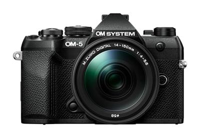 Fotocamera OM SYSTEM OM-5 Mark II Micro Quattro Terzi con obiettivo M.Zuiko Digital ED 14-150mm II, sensore Live MOS da 20 MP, stabilizzazione su 5 assi, IP53, scatto HighRes a mano libera da 50 MP