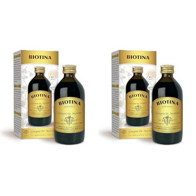 BIOTINA LIQUIDO ANALCOLICO - 200 ml (integratore di biotina per capelli e pelle, dosi per 40 giorni) (Confezione da 2)