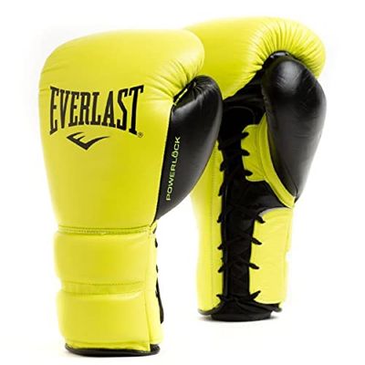 Guanti da Boxe Everlast Powerlock 2 Pro Laced 12oz Giallo Neon per sacco, colpitori e sparring, supporto al polso, imbottitura a 5 strati e sistema con lacci - Originale Everlast