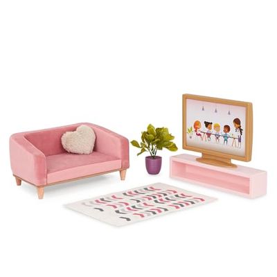 Our Generation Lovely Living Room - Ensemble de Meubles de Salon pour poupées de 46 cm - Comprend canapé, Fauteuil, Table Basse et Accessoires - Meubles de poupée pour Un Jeu imaginatif