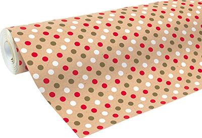 Clairefontaine - Ref 223800C - Recycled Kraft Long Roll Wrapping Paper (Single Roll) - 70cm Width x 50m Length, 70gsm Recycled Kraft Paper - Dots Design