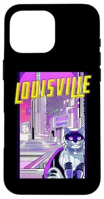 Louisville Gatto Retro Anime Paesaggio Urbano Kentucky USA Custodia per iPhone 16 Pro Max