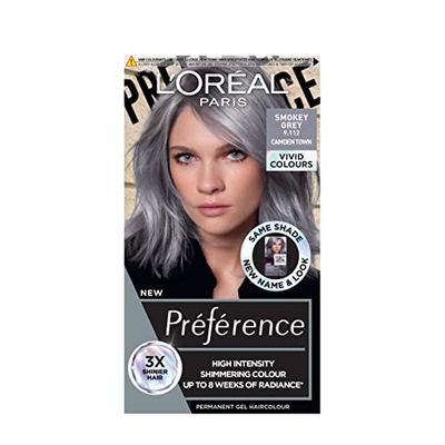 L'Oréal Paris Permanent Hair Colour, Long-Lasting Shine and Intense Colour, For up to 8 Weeks, Preference Vivids (Colorista), Smokey Grey 9.11, x1 pack