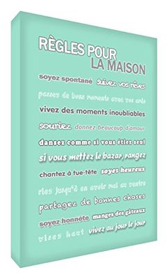 Feel Good Art Bloc Décoratif Règles pour la Maison Vert Menthe 10,5 X 7,4 X 2 cm