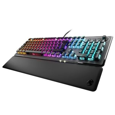 Roccat Vulcan II – Meccanico PC Gaming-Tastatur, cavo RGB-Beleuchtung, abnehmbare Handballenauflage, Titan II Linear Schalter, Aluminiumplatte, Schwarz