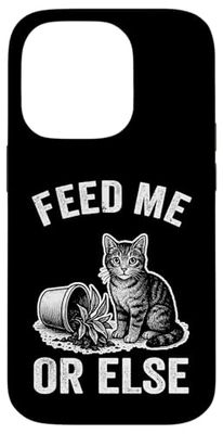 Feed Me Or Else Plante pour Chat Chaton Plantes Amoureux des chats Coque pour iPhone 14 Pro
