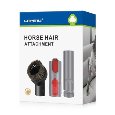 LANMU Horse Hair Brush Vacuum Attachment Adapter Compatible with Dyson V15 V12 V11 V10 V8 V7 V6 Vacuum Cleaner, 1.25" Soft Dust Brush and Attachment Converter