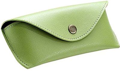 Óculos – Capa de couro real grande, verde, aprox. 16 x 7 x 4 cm, verde, 16 cm, organizador de bolso, verde, Organizador de bolso