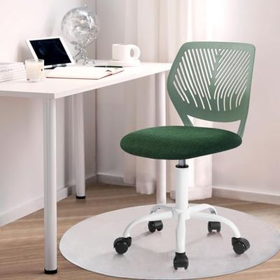 FurnitureR Molandi Chaise de Bureau pivotante à Hauteur réglable avec Petit Trou pour Chambre d'enfant ou Salle d'étude Vert foncé