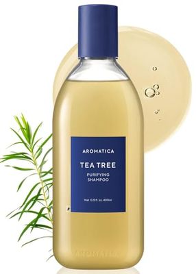 AROMATICA Shampoing Purifiant au Tea Tree 400 ml - Sans Sulfate, Vegan, Combat le Cuir Chevelu Gras, avec Acide Salicylique | Nettoyage des Cheveux pour Cuir Chevelu Irrité