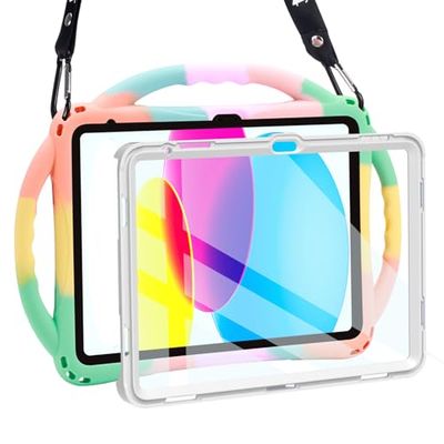 TOPESCT Kids Case for for iPad A16 11th/10th Generation (2025/2022) 11inch/10.9inch- Made of Kid-Friendly Silicone, with Built-in Screen Protector, Shockproof Handle Stand Case For iPad 11th/10th Gen