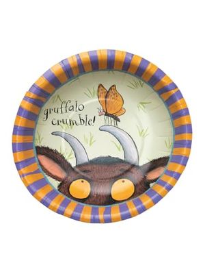 Smiffys The Gruffalo Lot de 8 bols de fête de 16,5 cm de diamètre, licence officielle Gruffalo avec bord rayé et citations classiques, parfaits pour les fêtes à thème, les fêtes d'anniversaire ou les