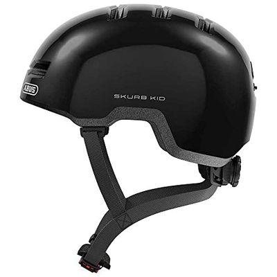 ABUS Casque pour enfants Skurb Kid - Casque de vélo robuste au look skater avec de la place pour une tresse et de nombreux designs - pour filles et garçons - Noir Brillant, taille S