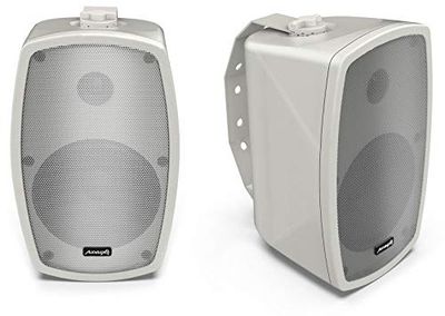 Audibax Ambient 5 White - Altavoces Pasivos de Estantería HiFi - Pareja de Altavoces Estereo de 2 Vías - Potencia Continua de 30W - Soporte de Pared Incluido - Altavoces con Woofer de 5,25"