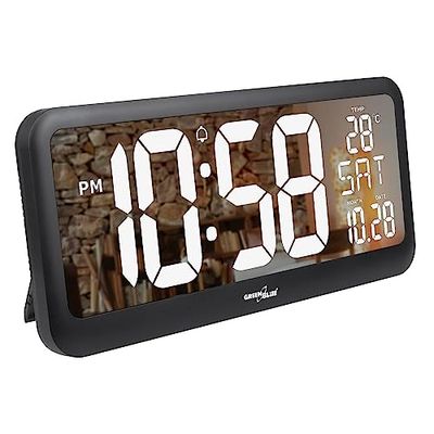 Green Blue GB214 GROTE LED WANDKLOK MET THERMOMETER WEKKER DATUM GreenBlue extra grote LED wandklok, temperatuur, datum