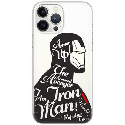 ERT GROUP mobiltelefonfodral för Samsung A51 originalt och officiellt licensierat Marvel mönster Iron Man 010 Vit optimalt anpassad till formen på mobiltelefonen, gedeeltelijk transparant