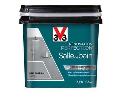 V33 Peinture de rénovation salle de bain, Rénovation perfection Gris dauphin satin 750ml
