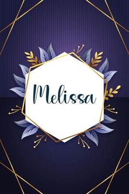Melissa: Taccuino personalizzato con il nome Melissa | Regalo di compleanno per moglie, mamma, sorella, figlia ... | Foglie blu | 110 pagine a righe, Piccolo formato 6x9 pollici (15,24 x 22,86 cm)