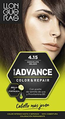 Llongueras Tintura per Capelli, Color Advance Hair Colour, 30 gr, 4.15-Iced Chocolate