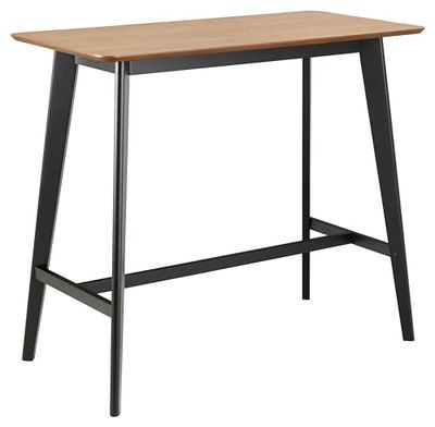 AC Design Furniture Roxanne stół barowy z blatem z forniru dębowego i czarnymi drewnianymi nogami, wysoki stół w nowoczesnym stylu retro, meble kuchenne, szer.: 120 x wys. 105 x głęb.: 60 cm