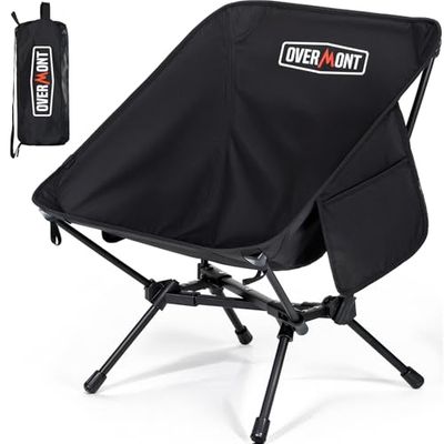 OVERMONT Chaise de Camping Pliante Ultralégère - Chaise de Plage Compacte Pliable pour Adultes avec Sac de Transport pour Randonnée Pêche Camping et Voyage en Plein Air, Supporte jusqu'à 150 kg