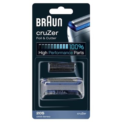 Braun CruZer, Rasoio Elettrico Barba Testina di Ricambio, Compatibile Con I Rasoi Series 1 e CruZer, Rasatura Precisa Ogni Giorno, Tradizione e Innovazione, Uso a Secco o Acqua, 20S Argento