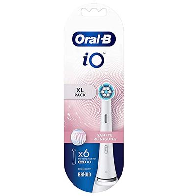 Oral-B iO Lot de 6 brossettes de nettoyage douces pour brosse à dents électrique, nettoyage doux des dents, brosse à dents Oral-B