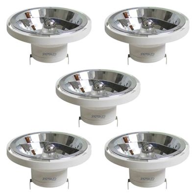 Sigmaled lighting, Foco LED AR111 G53 14 W (= 120 W halogéneo), 1050 lúmens, branco natural 4000 K, 12 V AC/DC, lâmpada led AR111, pack 5