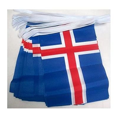 AZ FLAG Guirlande 12 mètres 20 Drapeaux Islande 45x30 cm - Drapeau islandais 30 x 45 cm