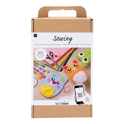 CREATIV COMPANY Starter Craft Kit Cucito, orsacchiotti, Contenuto: Feltro, Filo, Bottoni, Aghi, Imbottitura per Bambole, Colla, Forbici