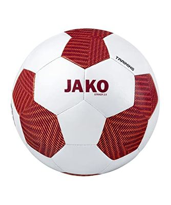 JAKO - Pallone Da Allenamento Striker 2.0, Misto, Bianco/Bordeaux/Arancione Fluo, 5