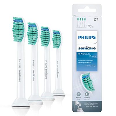 Philips Sonicare ProResults Standard testine originali per spazzolino sonico - confezione da 4 pezzi in bianco (modello HX6014/07)