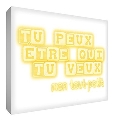Feel Good Art Wandfoto op canvas in moderne typografische stijl, geel, 60 x 91 cm