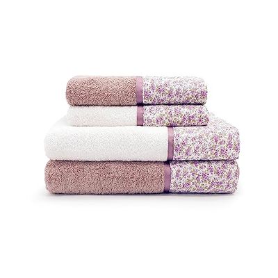 CREOLE Nice 4 Serviettes de Bain, Coton, Poudre