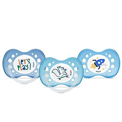 DODIE , Sucettes Anatomiques Jour et Nuit , Tetine pour bébé , +18 mois , Sans BPA, Résistante , Bleu, Garçon , Lot de 3 dont 1 phosphorecente