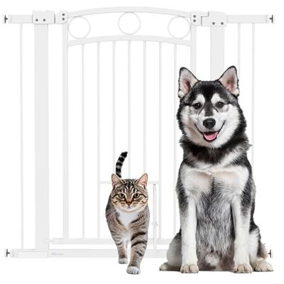 PawHut D06-242V11WT Gate Stair Fence, White