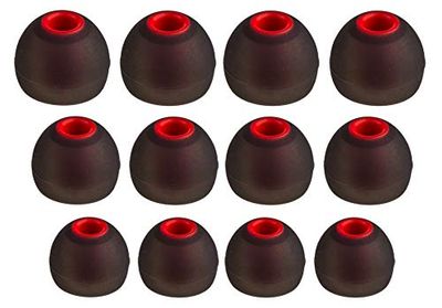 Xcessor (S/M/L 6 paia (12 pezzi) di ricambio in silicone per auricolari in-ear S/M/L. Cuscinetti di ricambio per cuffie in-ear popolari, nero/rosso