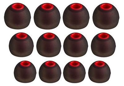 XCESSOR (S/M/L) 6 paar (12 stuks) siliconen vervangende oortelefoons in maat S/M/L. Vervangende oordopjes voor populaire in-ear hoofdtelefoons. Zwart/rood