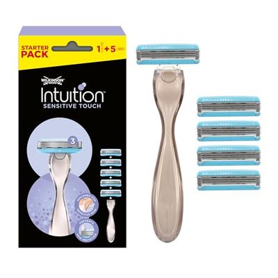 Wilkinson Sword Rasoio Intuition Sensitive Touch - Confezione con 1 rasoio + 5 testine di ricarica - Formato convenienza rasoio trilama per donna