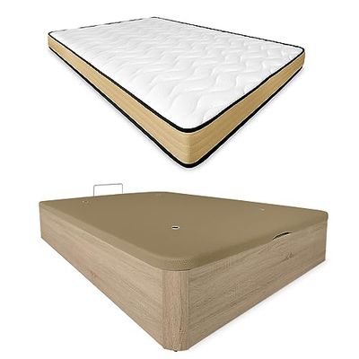 DUÉRMETE ONLINE Aura Reversible Matelas viscoélastique + Canapé en Bois Rabattable Grande capacité 90 x 190 cm